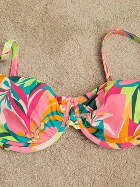 ANNE COLE Women's Bikini Top Size Large Multicolored